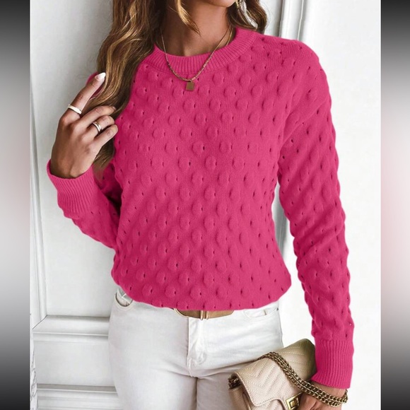 Luxe popcorn knit sweater top - Picture 4 of 16